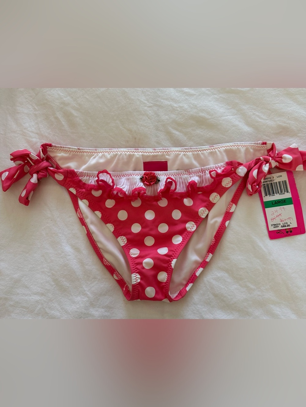 NWT Vintage *Rare* 🦄 Betsey Johnson Coral Polka Dot Ruffle Bottoms only